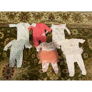 Baby Girl Sleeper Romper 6pc Carters Just One You Floral Polka Dot Pink NB-3M